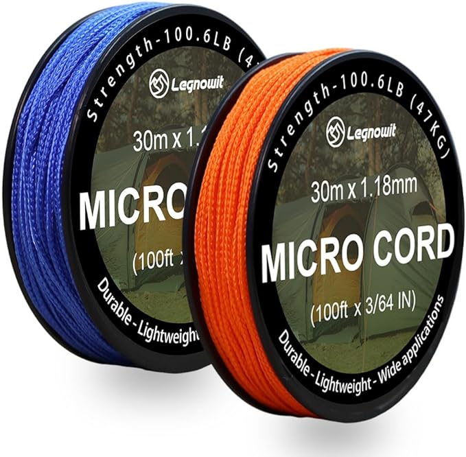 Micro Paracord, 1.18mm x 100ft Thin Mini Utility Braided Small Paracord by Legowitoutdoor
