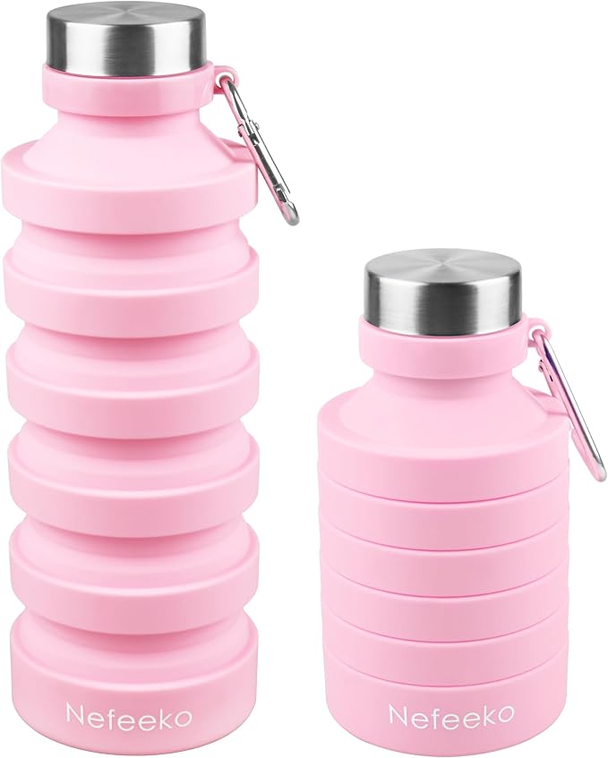 Nefeeko Collapsible Water Bottle, Reuseable BPA Free Silicone Foldable Water by Nefeeko