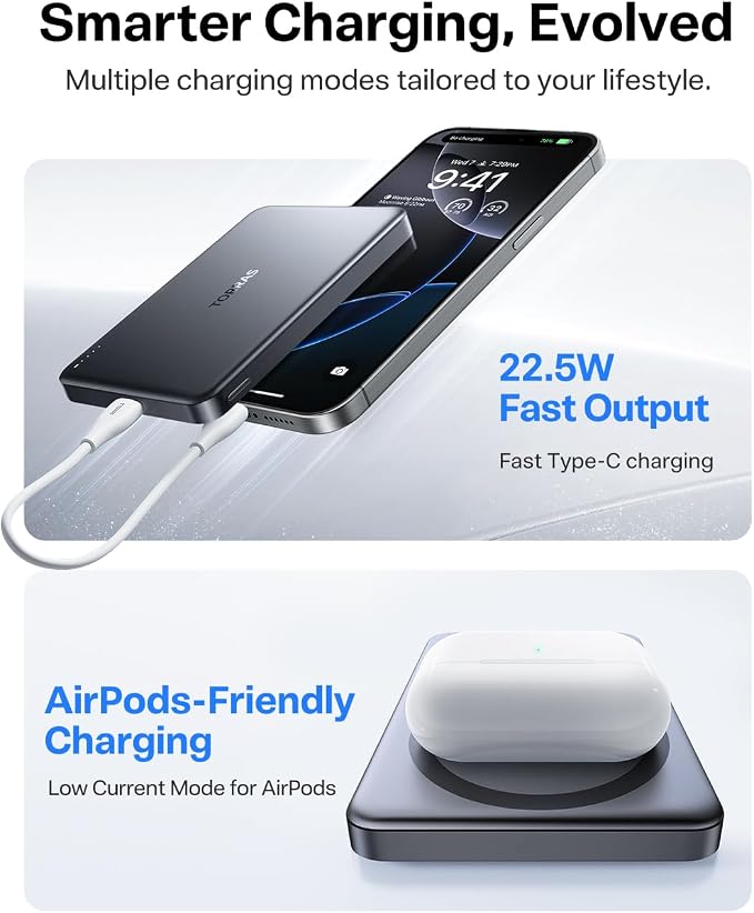 TORRAS MiniMag Power Bank, Ultra-Slim 10, 000mAh Magnetic Wireless Portable - Image 5