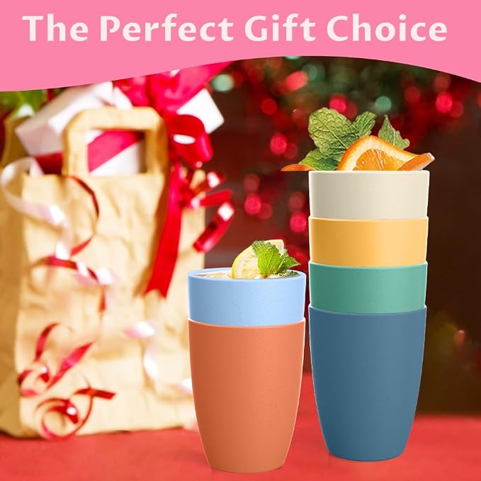 Homienly Water Cups Wheat Straw Drinking Glasses Cups 12oz Unbreakable Cups - Image 8