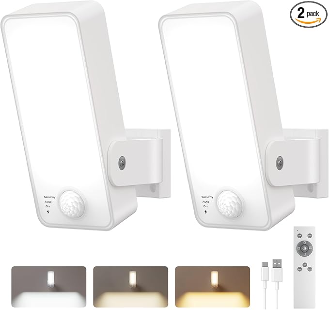 2 Pack Motion Sensor Outdoor Lights, 10000mAh Rechargeable 600 Lumen Battery by WelcometoPopoIron
