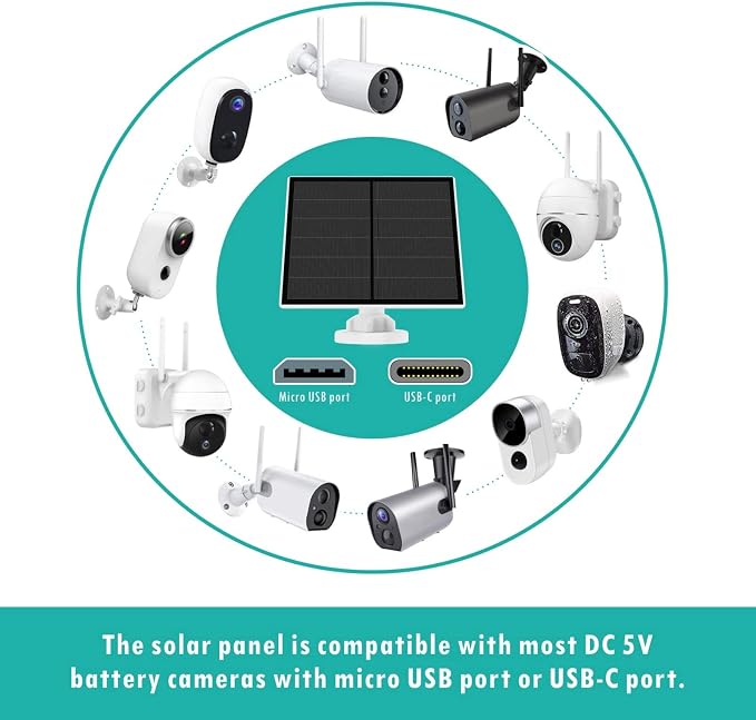 5W Solar Panel for Security Camera Outdoor, 5V USB Solar Panel Charger - Image 2