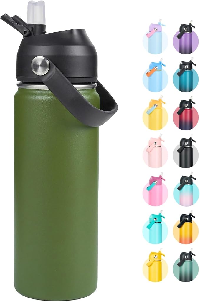 Fijinhom 18oz Insulated Stainless Steel Water Bottle, Wide Mouth Double Wall by Fijinhom