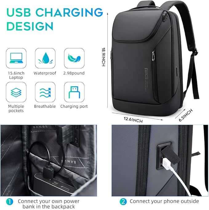 BANGE Business Smart Backpack Waterproof fit 15.6 Inch Laptop Backpack - Image 5
