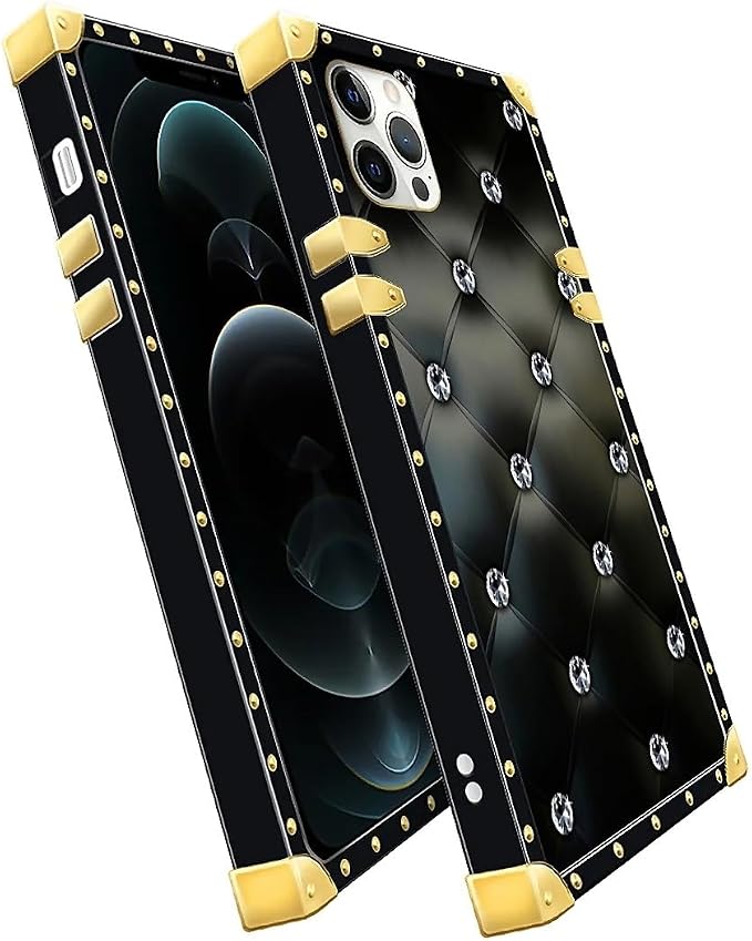 Compatible with iPhone 11 Pro Max Case, Shiny Black Sofa Crystal Luxury Golden - Image 3