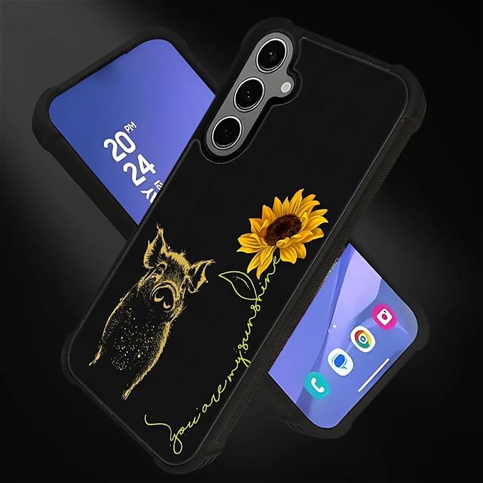 for Samsung Galaxy S24 S25 Plus Case, Pig Sunflower Yellow Sunshine Pattern - Image 2