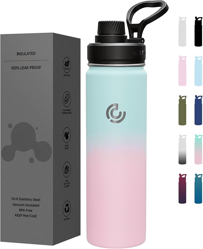 Sports Water Bottle 22oz, Insulated Water Bottle by coktik