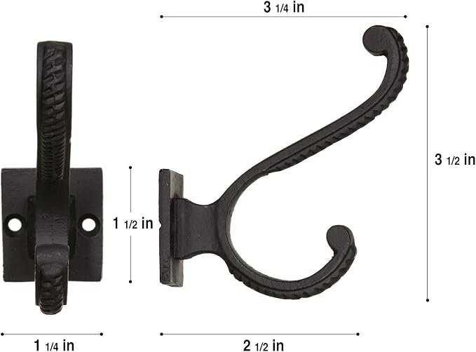 Claimed Corner Iron Scroll Coat Hooks - Image 3