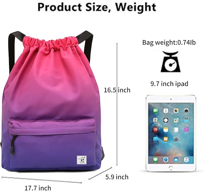 Waterproof Drawstring Bag, Gym Bag Sackpack Sports Beach Backpack - Image 7