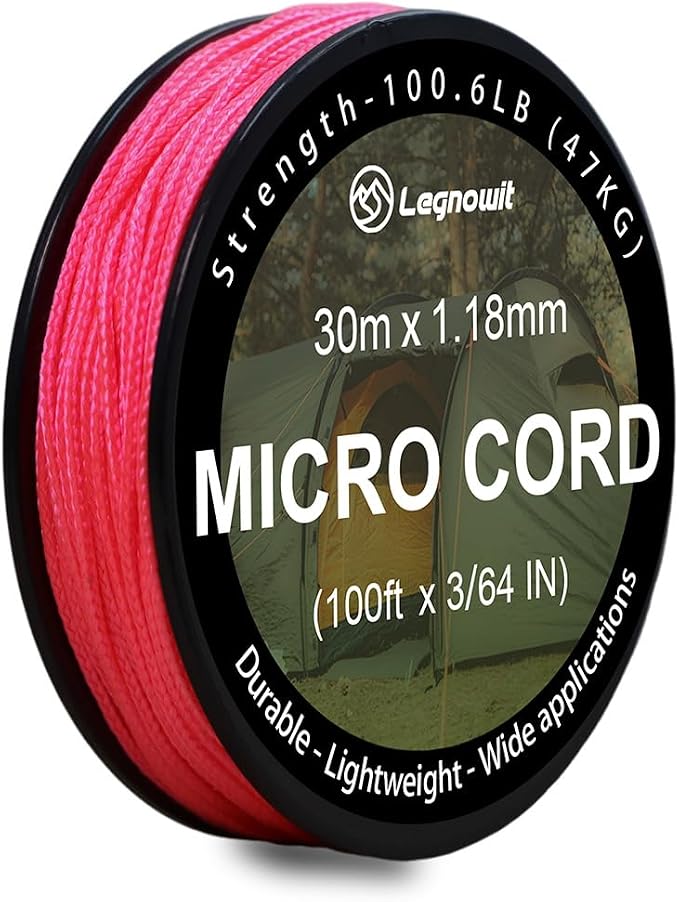 Micro Paracord, 1.18mm x 100ft Thin Mini Utility Braided Small Paracord by Legowitoutdoor