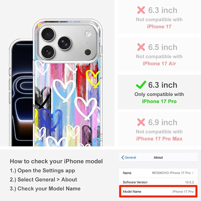 MOSNOVO for iPhone 17 Pro Case, Shockproof Military-Grade Protection 6.6ft Drop - Image 2