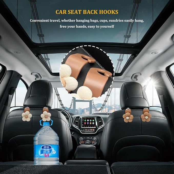 4PCS Car Hooks for Purses and Bags, Flower Car Headrest Hook - Image 6
