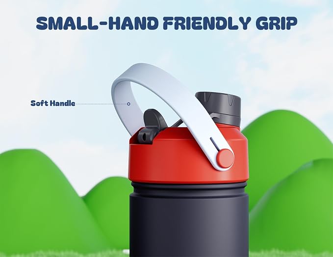 12 oz Kids Metal Water Bottle for Boys: 2-in-1 Straw Spout Lid, Spill-Proof - Image 4