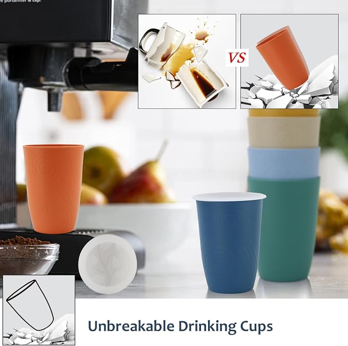 Homienly Wheat Straw Cups, Unbreakable Drinking Glasses 16oz, Beach-Colorful - Image 5