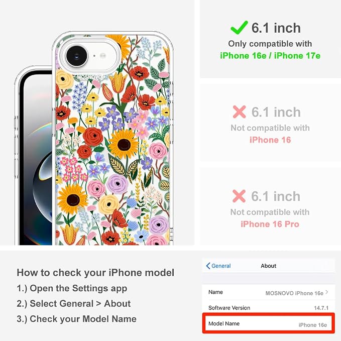 MOSNOVO for iPhone 17e Case/iPhone 16e Case, Shockproof Military-Grade - Image 2
