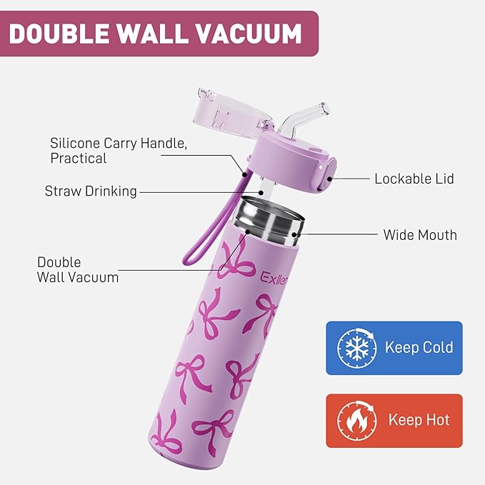 9oz Small Water Bottles with Straw, Mini Water Bottle with One-Hand Open Design - Image 3
