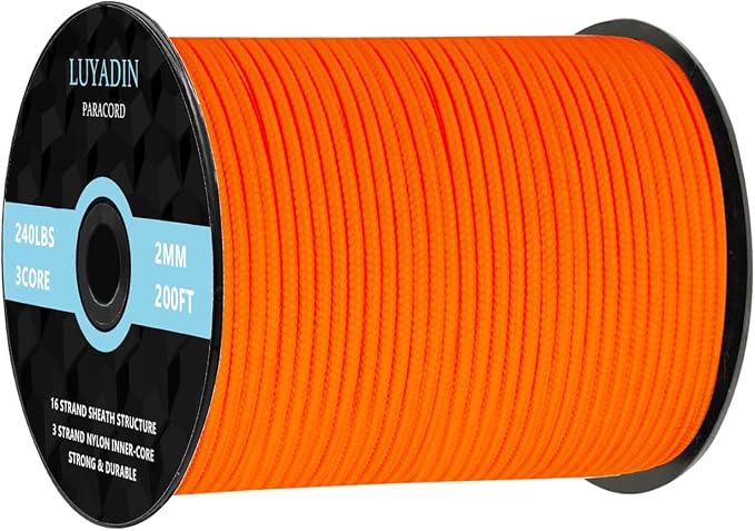Paracord 240lb - Diameter 2mm Micro Utility Cord -3 Strand Parachute Spool Cord by LUYADIN