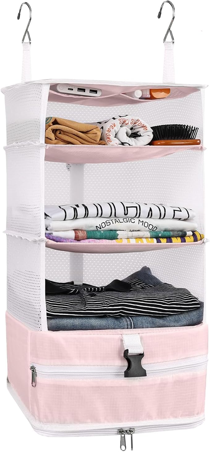 Surblue Hanging Closet Storage Bag Collapsible 3-Shelf Washable Oxford Fabric by SURBLUE