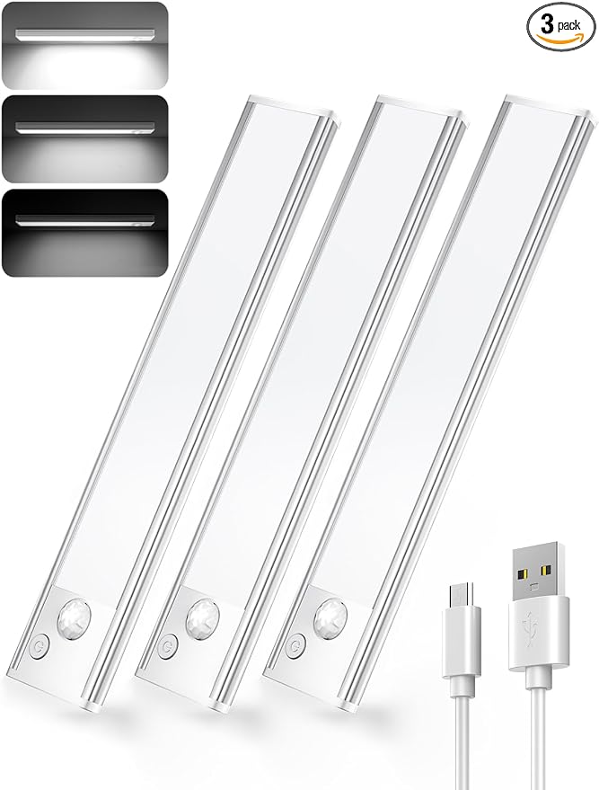 Under Cabinet Rechargeable Lighting: 12 Inch Motion Sensor Dimmable Lights by Vozuji