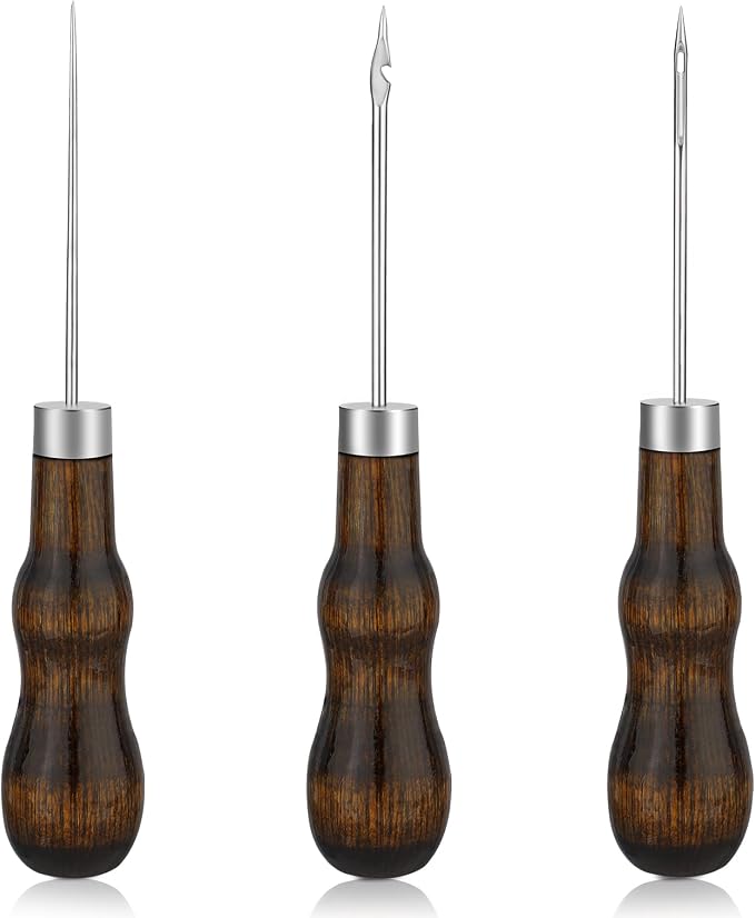 ZXIIXZ 3 Pcs Sewing Awl, Leather Scratch Hollow Hook Awl Tool Kit, Awl Tool by ZXIIXZ
