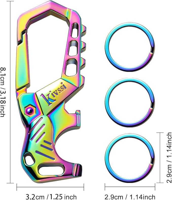 Kivssi Heavy duty metal keychains, Carabiner clip Car key chains, Fashion - Image 2