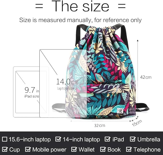 Waterproof Drawstring Bag, Gym Bag Sackpack Sports Beach Backpack - Image 7