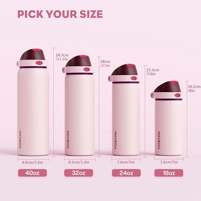 POWCAN 18 oz Stainless Steel Water Bottle: 2-in-1 Push-Button Spout & - Image 8