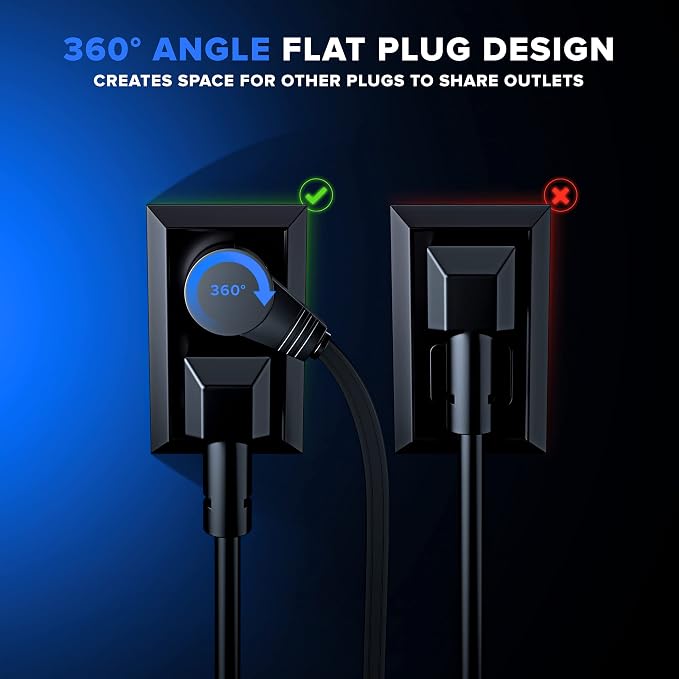 Maximm Cable 30 Ft 360° Rotating Flat Plug Extension Cord, 16/3 AWG Multi 3 - Image 7