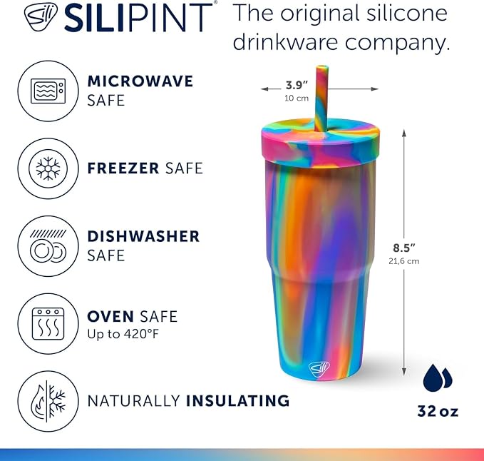 Silipint 32oz Silicone Straw Tumbler – BPA-Free, Unbreakable, Dishwasher Safe – - Image 3