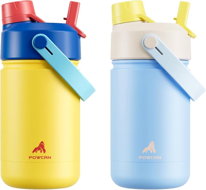 POWCAN 2 Pack 12 oz Kids Insulated Water Bottle by POWCAN