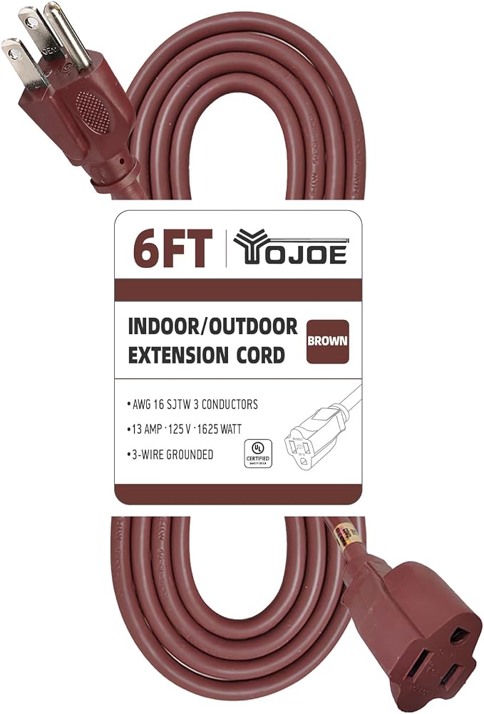 YOJOE Indoor Outdoor Extension Cord, 3 Prong 13A Weatherproof Power Cord by YOJOE