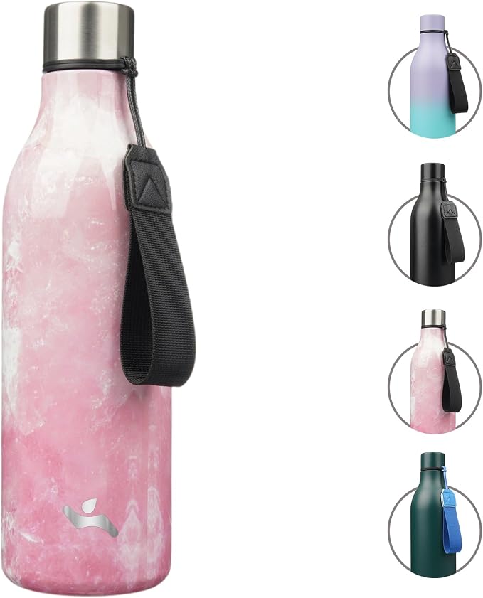 Insulated Water Bottle with Strap, 25 oz Double Wall Stainless Steel Vacuum by Konokyo