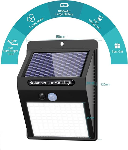 10 Pack Outdoor Solar Lights, 3 Modes/100LED Wireless Solar Security Lights - Image 2