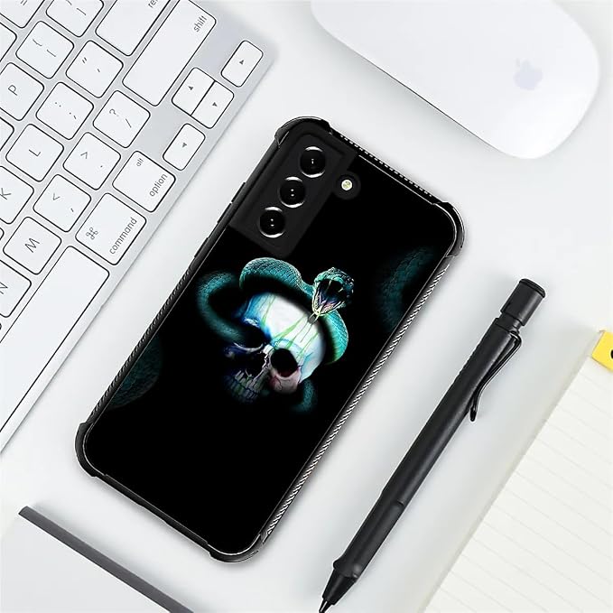 for Samsung Galaxy S21 Case, Skeleton Winding Snake Pattern Graphic Design Girl - Image 7