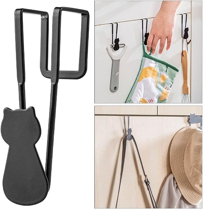 3Pcs- Over Cabinet Door Hooks Iron Decorative Cat Over The Cupboard Drawer - Image 2