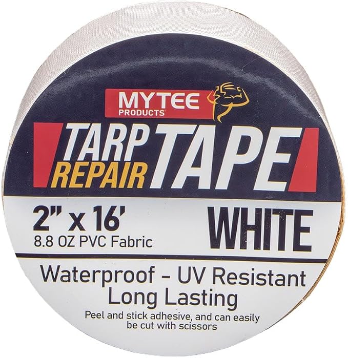 Mytee Products 2" x16' White Vinyl Tarp Repair Tape Kit – Heavy Duty 8.8oz Peel - Image 8