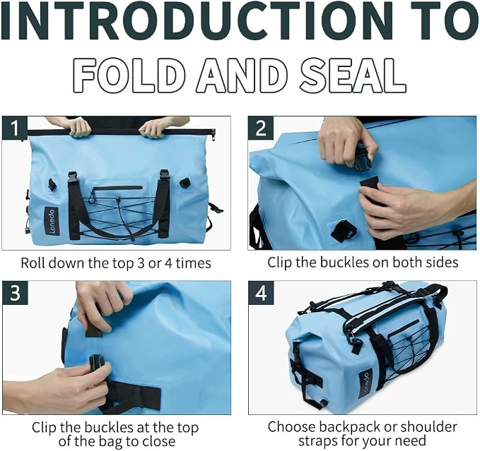 80L Dry Bag Large Waterproof Bag Roll-Top Heavy Duty Fishing Duffel Bag - Image 7