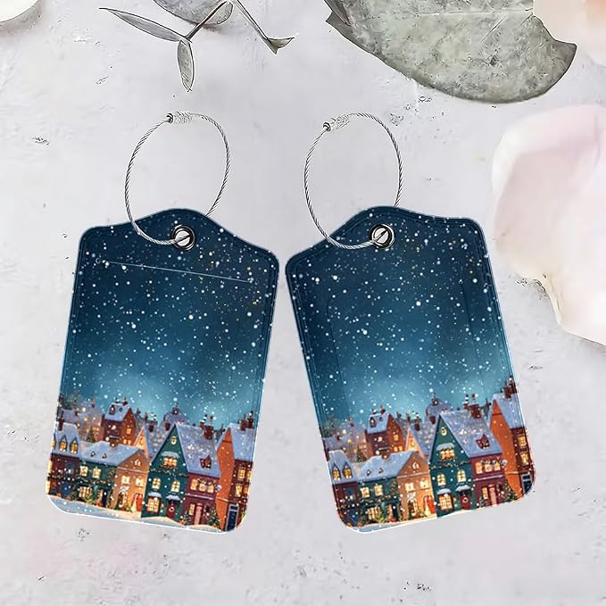 2Pcs Winter Village Luggage Tags - Image 4