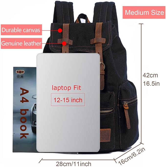 AUGUR High Capacity Canvas Vintage Backpack - Image 5