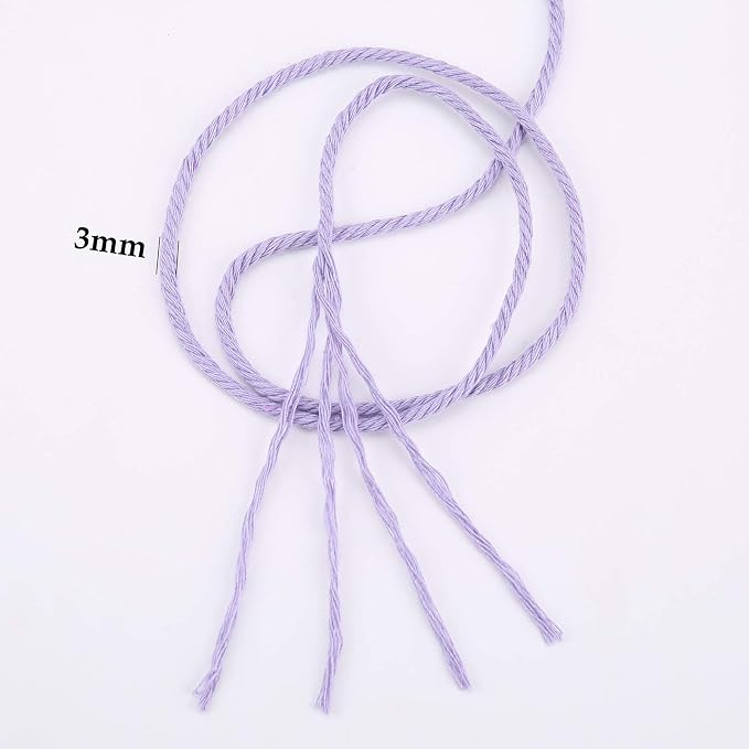 Light Purple Macrame Cotton Cord 3mm x 109 Yards - Image 3