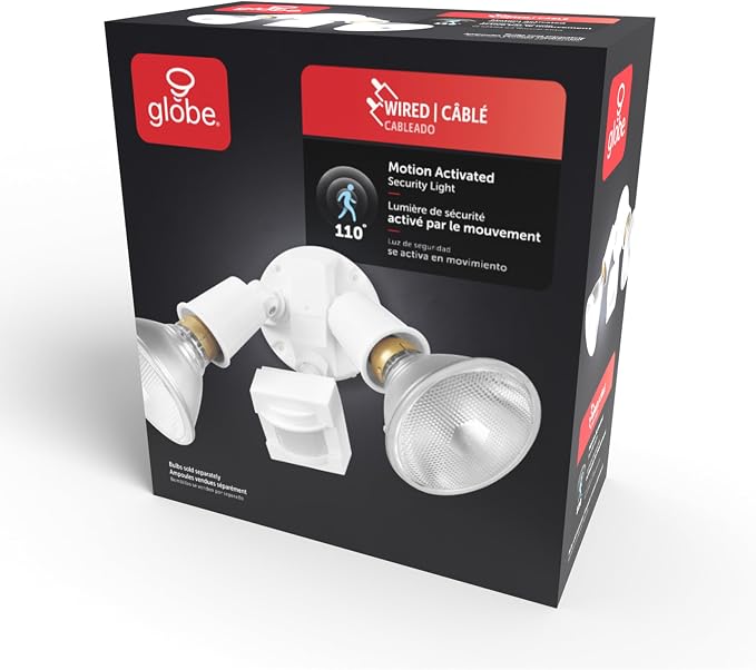 Globe Electric 17000269 110-Degree 240 W Twin Head White Hardwired Motion - Image 11