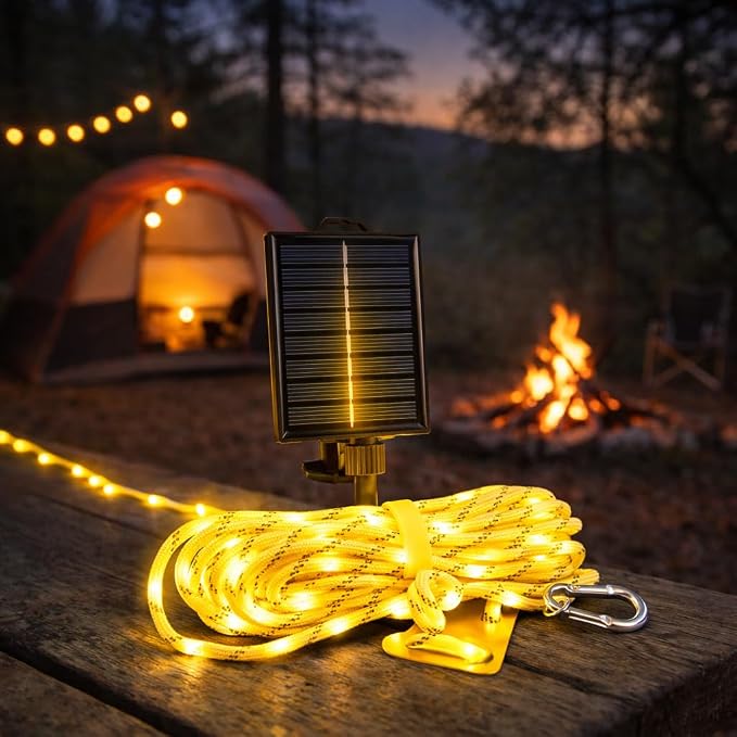 Solar Luminous Paracord Rope, 23ft Solar-Powered Yellow Glow Rope - Image 5