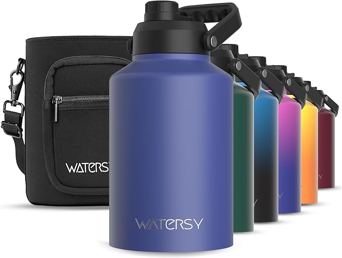 WATERSY 1 Gallon Water Bottle Insulated, BPA Free&Leak Proof, 128oz Stainless by Watersy