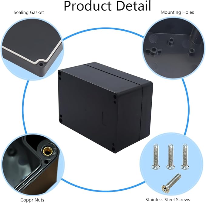 Project Box IP65 Waterproof Junction Box ABS Plastic Black Electrical Boxes DIY - Image 5