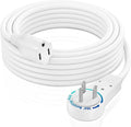 Maximm Extension Cord 15 Foot White Flat Plug, 360° Rotating Short Power Cord by MaximmCable