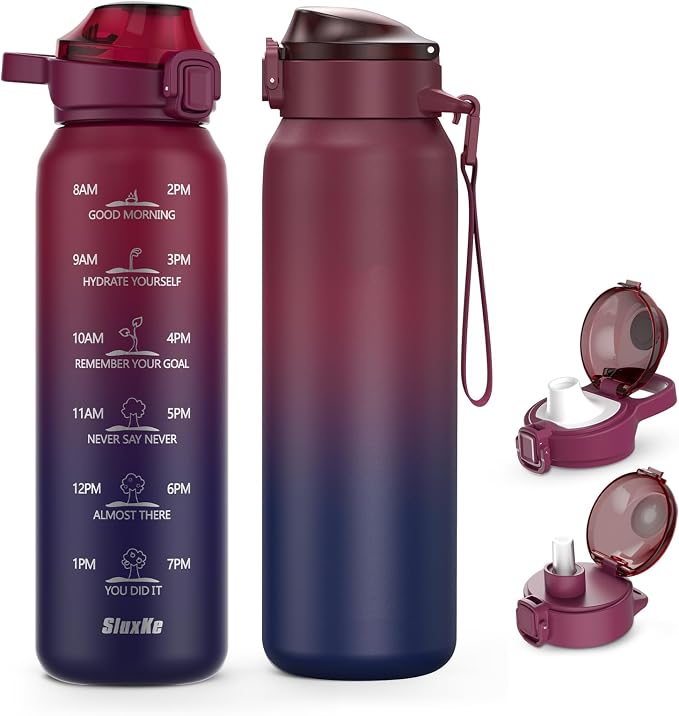 SLUXKE Insulated Water Bottle 24oz, Double Wall Vacuum 18/10 Stainless Steel by SLUXKE