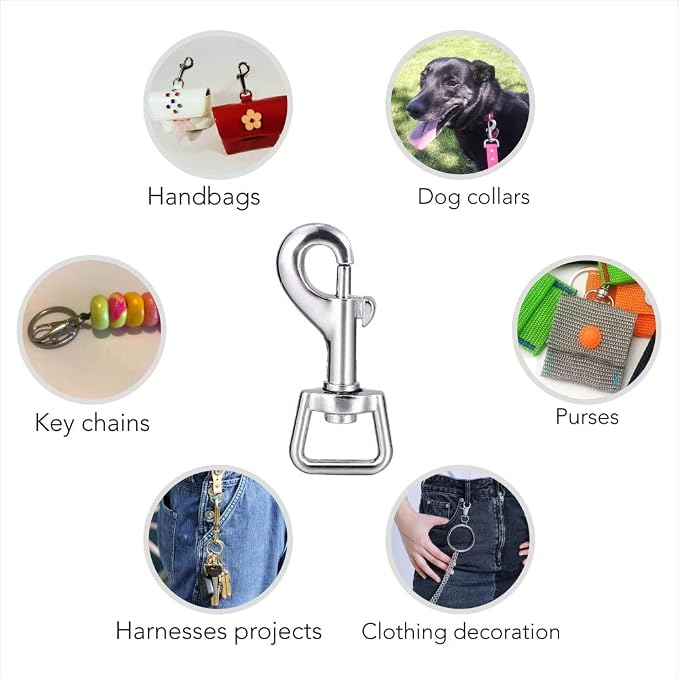 Swivel Snap Hooks, Lucky Goddness 20pcs Metal Heavy Duty Square Eye Clasp - Image 6