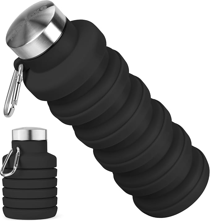 Collapsible Water Bottle, 16oz Portable Reusable Silicone Water Bottle by HOME