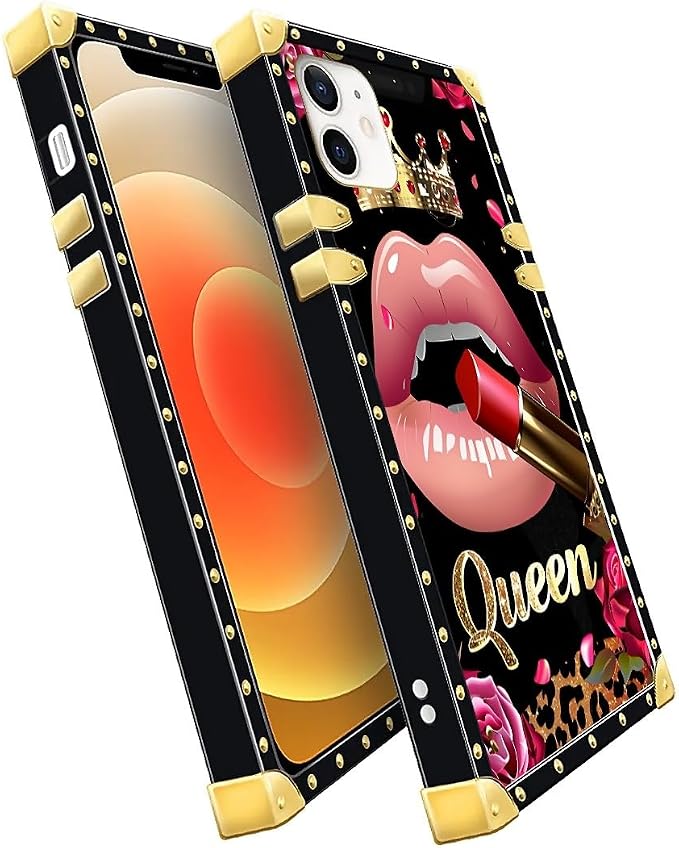 Compatible with iPhone 11 Case, Glitter Red Rose Queen Leopard Lipstick Luxury - Image 3