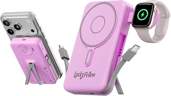 Magnetic Portable Charger Built-in Cables, 10000mAh Fast Charging Wireless by Unknown